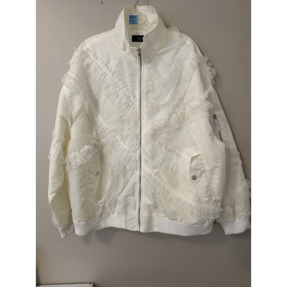 Akira Lace White Bomber Jacket Size Medium Oversized NWOT